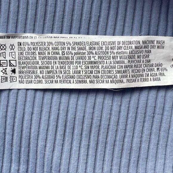 FOREVER 21 Blue Ribbed Bodysuit with Tie-Shoulder Straps - Size Large - Picture 5 of 5